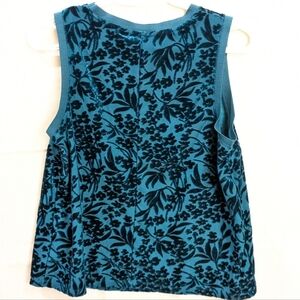 Floral Velvet Neon Dark Teal Top